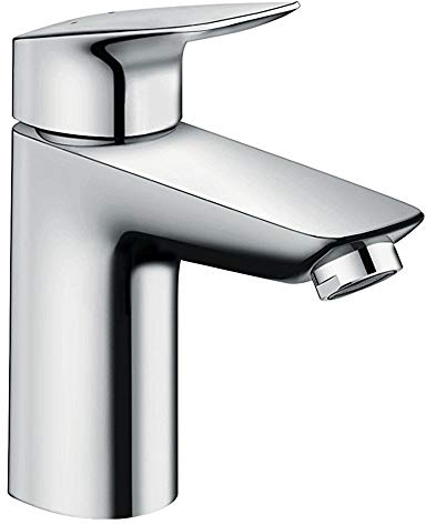 hansgrohe Logis - Waschtischarmatur ohne Ablauf, Wasserhahn Bad mit Auslauf Höhe 93 mm, Mischbatterie Waschbecken wassersparend (EcoSmart), Chrom, 71101000