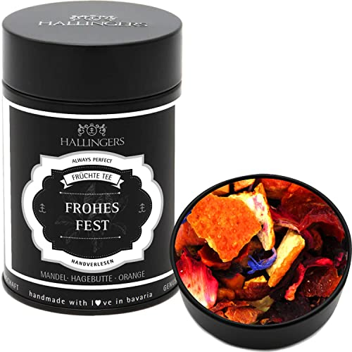 Hallingers Genuss Manufaktur Weihnachtlicher loser Früchte-Tee mit Mandel, Hagebutte & Orange Geschenk zu Advent & Weihnachten