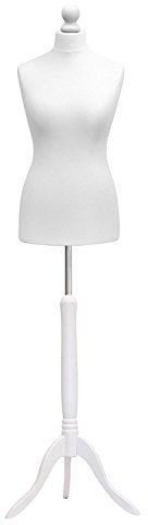 H & H Traders White Female Tailors Mannequin Display Bust Dummy FOR Dressmakers Fashion Students With A White Wood Tripod Base UK 6/8