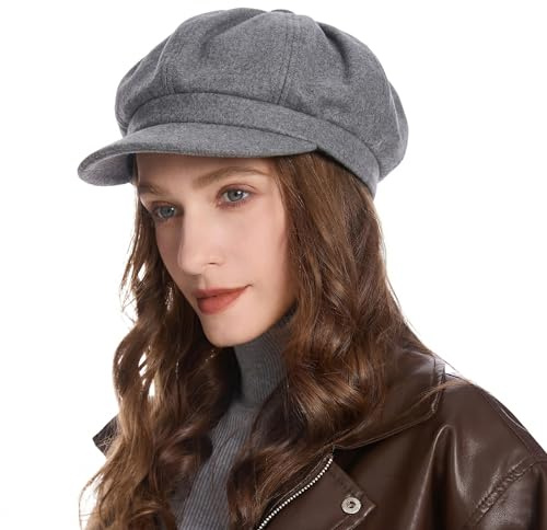 ZLYC Damen Winter Ballonkappe Klassische Schirmmützen Flat Cap | Ballonmütze mit Visor für Herbst Winter