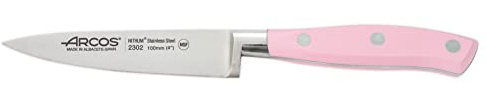 Arcos Serie Riviera Rose - Cuchillo Mondador - Hoja de Acero Inoxidable Forjado NITRUM 100 mm - Mango de Polioximetileno (POM) Color Rosa