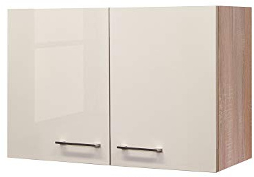 Flex-Well Hängeschrank Nepal - Küchenschrank - 2-türig - Breite 80 cm - Creme glänzend/Eiche Sonoma