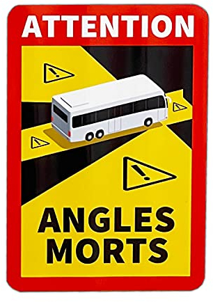 UvV Schild Toter Winkel Angles Morts Frankreich 250 x 170 für LKW oder BUS & CAMPER geeignet (1, BUS-Adhäsivfolie)