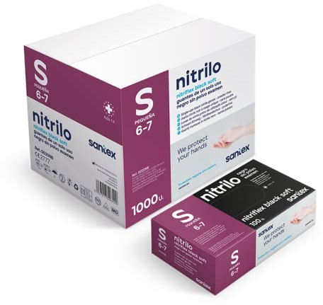 GUANTE NITRILO NEGRO S 100UDS SANTEX