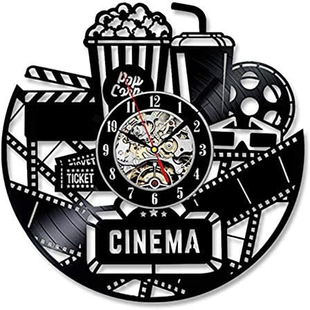 Smotly Vinyl-Wanduhr, Licht- und Schattenzeit, fröhliches Teilen – Popcorn-Cola-Vinyl-Schallplatten-Wanduhr