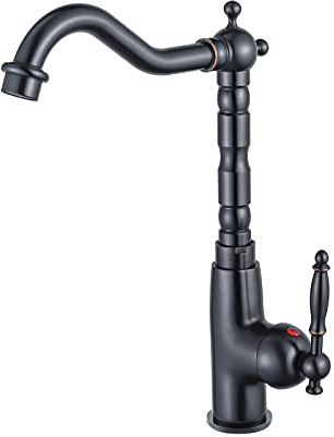 BOAOTX Wasserhahn Küche Schwarz Retro, Küchenarmatur Antik, Spültischarmatur 360°Drehbar, Amatur Küchenspüle Mischbatterie Einhebel Landhaus aus Messing Öl Eingerieben Bronze