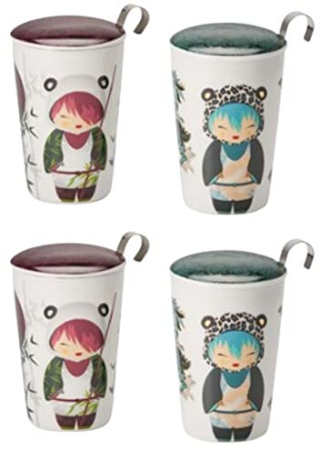 teemando® 2 X Teaeve® Kräuterteetasse Little Animals Porzellan, 3-teilig, doppelwandig 2-fach sortiert, 0,35 l = 4 Tassen