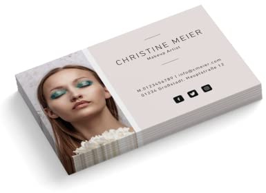 Visitenkarten personalisiert | mit Foto | Design Make Up Artist # 2 | 1-seitig | Querformat | Menge + Papier zur Auswahl | selbst gestalten | hochwertiger Druck (500 Stück)