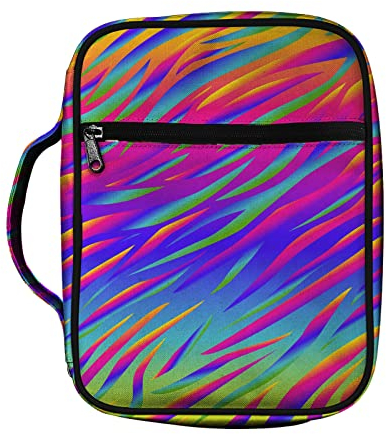 SCRAWLGOD Regenbogen Streifen Bibel Buchhülle für Frauen Bibel Schutztaschen Ölgemälde Buch Etui mit Griff Van Gogh Bibel Geldbörse Cover