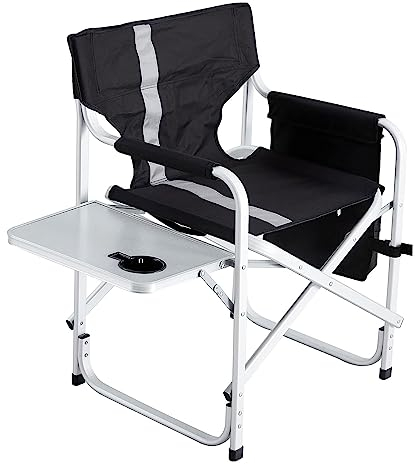 ASSICON Campingstuhl Tragbarer Campingstuhl, Klappstuhl für den Außenbereich, mit Beistelltisch und Aufbewahrungstaschen, Rasenstuhl für Camping, Strand, Picknick, Grillen im Freien Outdoor-Stühle
