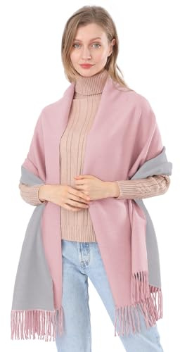 ACNCN Écharpes en cachemire 350G pour femmes - Châle double couleur pashmina - Couverture pour mariage et fête - Grandes écharpes douces et épaisses, 200*70cm