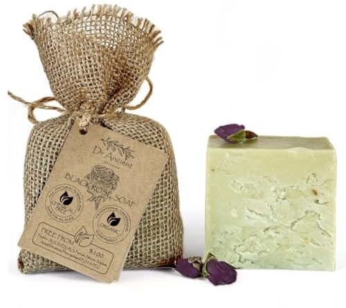 Dr.Ancient Schwarze Rose Seifenstück Bio Natürlich Vegan Traditionell Handgefertigt Antik - Make-up Entferner, Hautreiniger - Absolut Keine Chemikalien! Reine Naturseife!