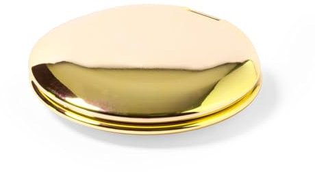 eBuyGB Gold Metallic Compact Makeup Mirror, Small 1X/2X Magnifying Round Double Sided Pocket Mirror, Portable Folding Mirror for Travel, Birthday