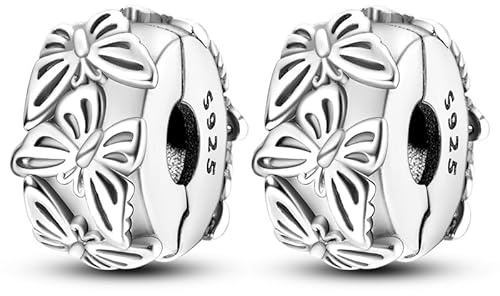 CYCUFF Clip Spacer Charm für Armband 925 Sterling Silber Pave Cubic Zirkonia Clip Verschluss Stopper Bead Charm Geschenk für Frauen Mädchen