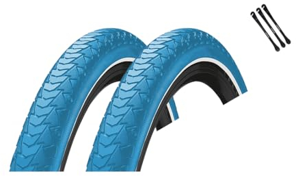 2er Set Continental Fahrradreifen Contact Plus Blau 28 Zoll (42-622) Reflex AV DV SV Schlauch + 3 Reifenheber E Bike Blue (28x1.60 (42-622), Ohne Schläuche)