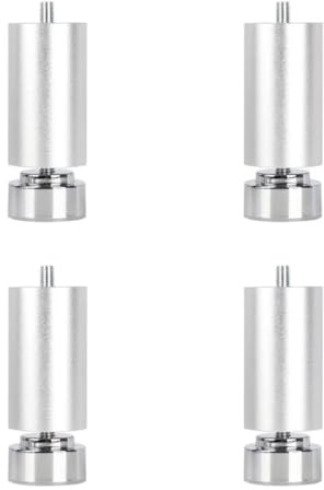 WSZGRJDM 4 Stück Aluminiumlegierung MöBelfüßE Sofafüße, Metall Tischbeine, Verstellbare Schrankfüße Schrankbeine, Höhenversteller, Ersatzbeine, Gewinde Möbel Bein - M10 Gewinde(schwarz/Silber)