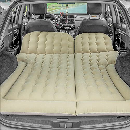 WSIKGHU Matelas gonflable de voiture SUV avec pompe à air et 2 oreillers gonflables, 175 x 130 x 13 cm, charge maximale de 300 kg, pour voitures, matelas de camping avec flocage épais (beige)