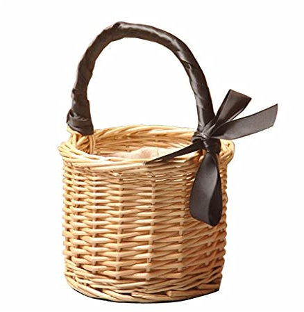 HAVVMK Picknickkorb, tragbarer Picknickkorb aus Weide, Picknickkorb für draußen, Obstkorb, kleine Picknickkörbe aus Weide, Aufbewahrungskorb für Camping und Partys im Freien (schwarz)