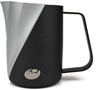 Barista Swag Curved Body Coffee Milk Frothing Cup for Espresso Machines Latte Art 500ml Steaming Pitchers (Matte Gray-Black)
