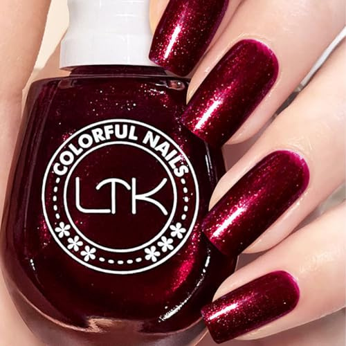 Glitter Nail Polish, Diamond Glitter Quick Dry No UV Lamp Curing, Long Lasting, Chip Resistant, Non-Toxic, Quick Drying, Salon Manicure, at Home (6#Dark Red)