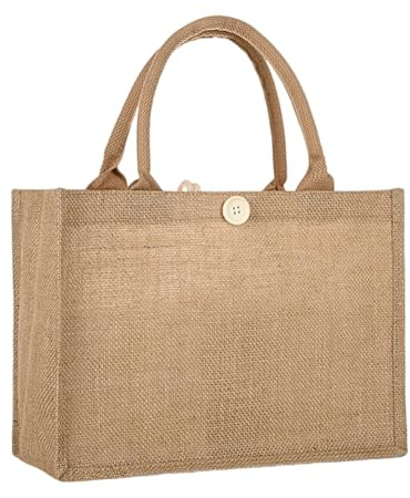 Eleeonora Borse Juta da Rivestire,Borsa di Iuta Riutilizzabile,Borsa della Spesa in Juta,Borsa della Spesa in Iuta,Impermeabile,Portatile,Pieghevole,per Picnic,Viaggi,Spiaggia E Tutti I Giorni