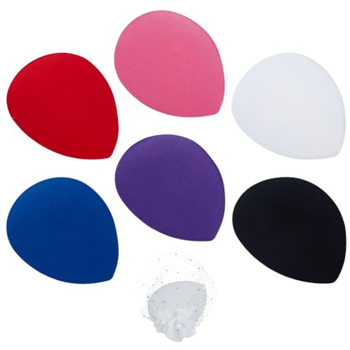 BENECREAT 6Pcs 6 Farben Teardrop Stewardess Fascinator Hut Basis mit Clips, EVA Tuch Sinamay Basis Derby Tuch Frauen Sinamay Hut Basis für Millinery Magic, 13x10.5x2.4cm