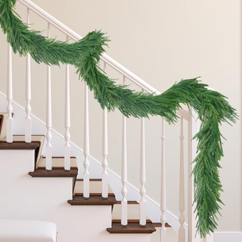 Weihnachtsgirlande Treppe, 2.7m Girlande Weihnachten Treppe Weihnachtsgirlande Tannengirlande Künstlich Weihnachtsdeko Girlande Tannengrün Tannengirlande Weihnachten für Innen Außen (270cm)