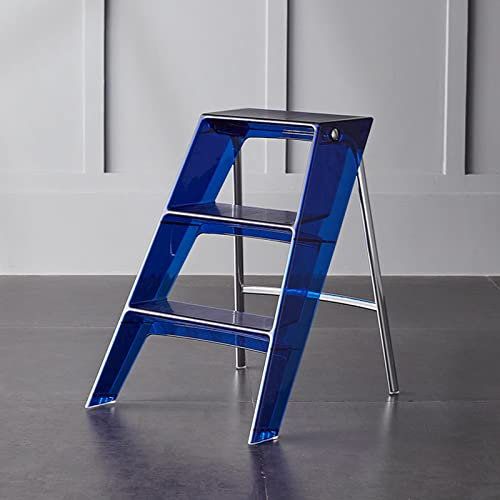 Scala a 3 gradini, sgabello pieghevole per adulti, sgabello portatile in acrilico, design leggero e resistente, ideale per uso domestico e ufficio, facile da riporre e trasportare