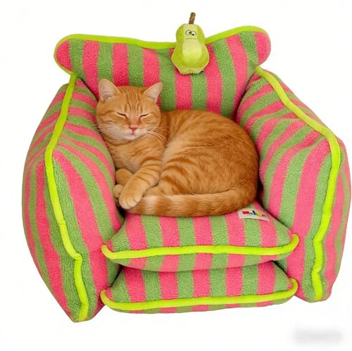 papahug Katzensofa Bett, Plüsch Betten für Alle Katzen, Katzenschlafplatz | Katzenkissen | Katzenstuhl |Katzen-Kuschelbett Waschbar | Cord Bettchen Katzendecke，Haustierbett für Katze und Kleine Hunde