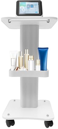 Carro de peluquería con ruedas y llave, 68,5 x 37 x 15 cm, carrito de cosméticos multifuncional para spa instrumentos de belleza médicos, hasta 40 kg, color blanco