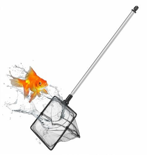 5 Inch Aquarium Fish Net Shrimp Tank Net with Extendable Handle Small Pond Nets for Fish Tank Pond Creek (Extendable 14-28 Inch)