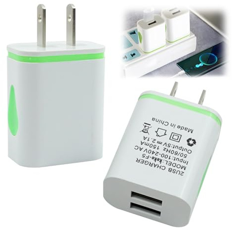 UK to USA Plug Adapter with USB 2 Pack, USA Travel Adapter with Dual USB Ports, Compact UK to US plug adaptor for Canada, Mexico, Charger Plug Fast Charging for iPhone, Samsung, Shaver & More