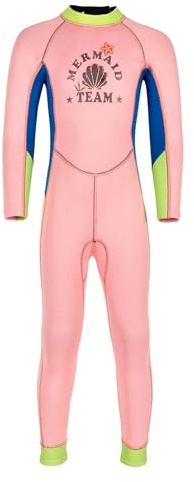 Runqhui - Traje de neopreno para niño y niña, 2,5 mm, para bucear, rashguard surf, antirrayos UV, traje de baño rosa 5-6 años