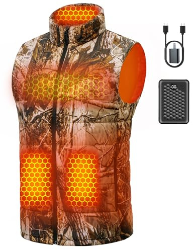 Men Heated Vest Battery Pack Included Rechargeable Hat Gloves Army Jacket Apparel Tactical Gear Military Accessories Mittens Glives Hunting Essential Camo Camouflage Coat Lawn Chair Gift Camping Stuff