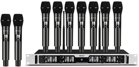 D Debra DU8008 Funkmikrofon-Set,UHF Drahtloses Mikrofon mit Handmikrofone,Plug-and-Play,Einstellbare Frequenz,80m Reichweite,Ideal für Karaoke,Konferenzen,Gesang und Bühnenvorführungen