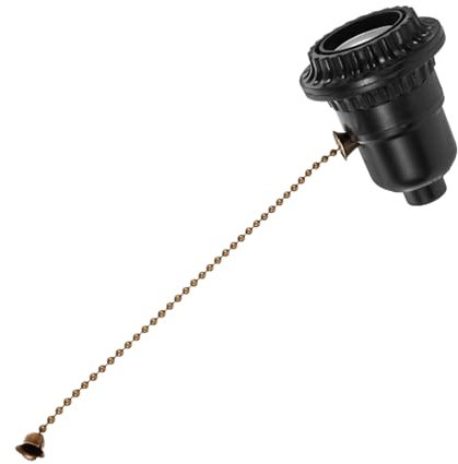 Gadpiparty Pull Chain Lamp Socket with Chain Switch Versatile Replacement for Household Lighting for DIY Projects Garages Workshops and Homes Black Half Thread Design