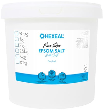 Hexeal Pure Value Epsom Salt 5kg Bucket - Food Grade Magnesium Sulphate | Suitable for Bathing, Gardening, Household Uses and More