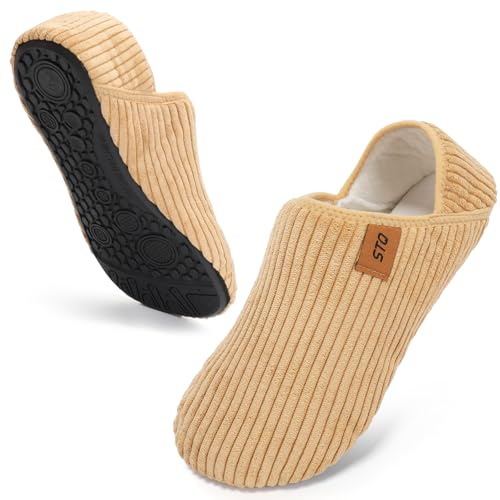 STQ Slippers Women Ladies Slipper Fuzzy Full Soft Comfy Indoor House Shoes Khaki Size 6