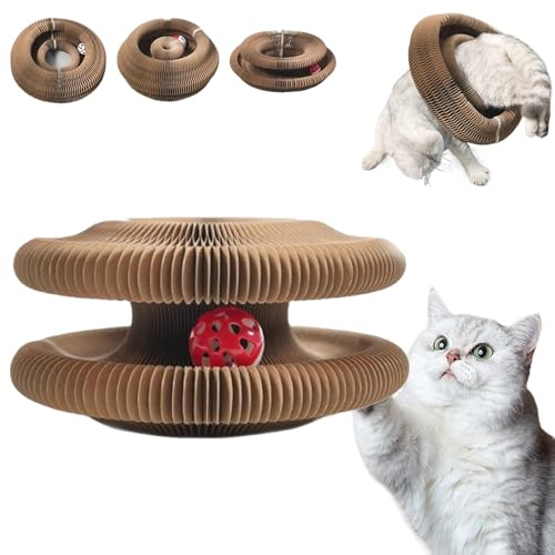 Snrtevu Jagdkuschel Cocoon - Mit 3in1 Funktion, Kratzkokon Mit Ball, Magische Orgel Katzenkratzbrett, Katzenspielzeug Selbstbeschäftigung, Vielfältige Formen, Unendliche Spaß (1PC)