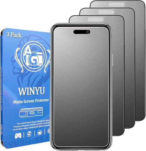 WINYU 3PCS Matte Tempered Glass Compatible with iPhone 17/17Pro Full Coverage Screen Protector Matt Anti-Glare Anti-Scratch 9H Tempered Glass Protective Film for iPhone 17/17Pro,6.3