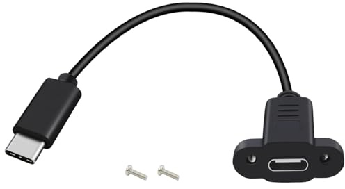 HuaLiSiJi Cable Extensión USB C 3.2 de Montaje en Panel 20Gbps Cable USB C Macho Hembra Alargador Cable Tipo c para Computadora Portátil,Tableta,Teléfono (Cabeza Recta, 0.3 m)