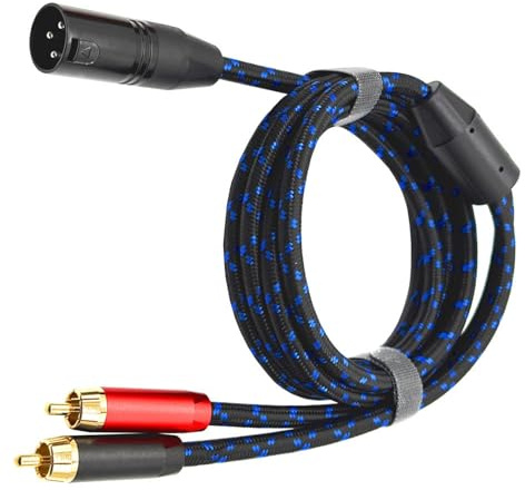 Cavo splitter intrecciato schermato da XLR a 3 pin a 2 RCA per sistemi audio live e home theater, 1 m e 2 m