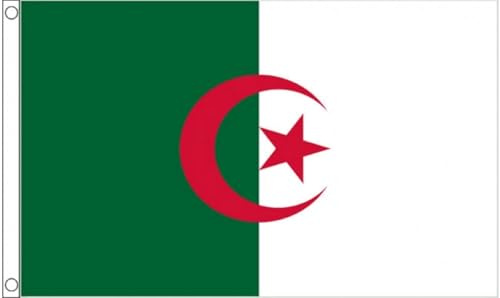 Drapeau Coupe du Monde 2026 - Drapeau national officiel 1,5 m x 90 cm, double face, avec œillets en laiton, États-Unis, Canada, Mexique (Algérie)
