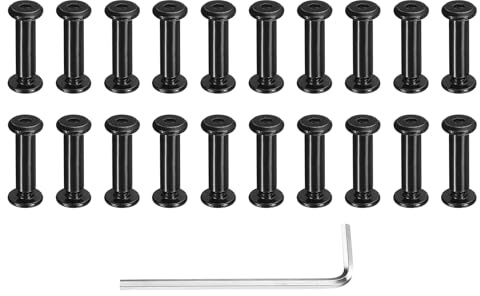 QUARKZMAN 20 Juegos Tornillos Poste Unión Acero Inoxidable Con Llave Negro