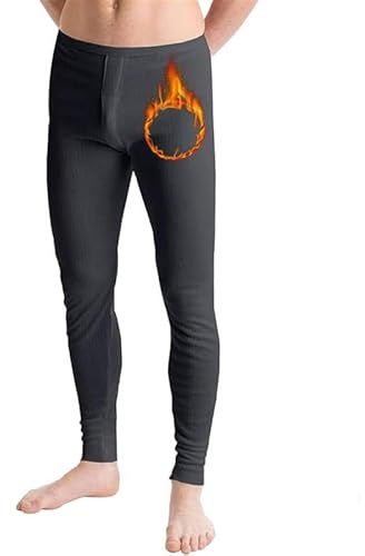 HiFEN® Men’s Thermal Long John Trousers, Adult Warm Underwear Bottoms, Men Ultra Soft Winter Base Layer Pants Charcoal