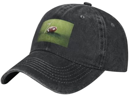 WHJSSF Berretto da baseball nero per adulti, con immagine di pallone da football americano su erba per uomini e donne, sport, viaggi, Nero, taglia unica