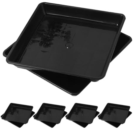 HOMSFOU 10 Piezas de Bandejas de Goteo Cuadradas para Macetas Platillos de Plástico para Plantas de Interior Base para Macetas Resistente y Anti-Deslizante Accesorio para Jardinería