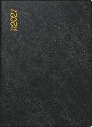rido/idé Taschenkalender Mod. Technik III 2027 | A6, Kunststoff, schwarz: 1 Seite = 1 Tag, Sa. und So. auf einer Seite, halbstündliche Einteilung von 7-20 Uhr, nicht Sa. und So.