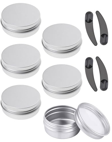 DAFNE Paquete de 6 frascos de aluminio de 30 ml, frascos vacíos redondos de bálsamo labial, frascos de ungüento de viaje, lociones pequeñas, cremas, velas pequeñas y frascos de cosméticos