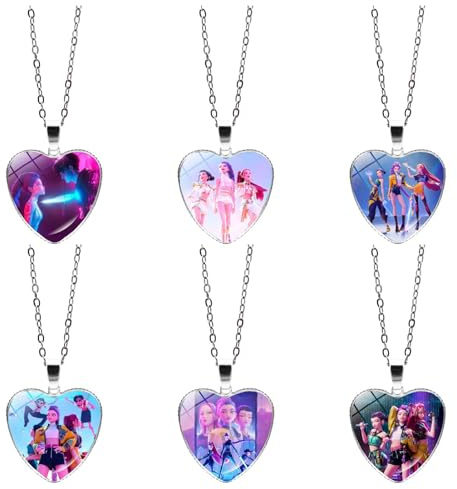 Xtaguvdm 6pcs Colliers, Bijoux Cartoon, Colliers avec Pendentif Cœur, Idéal comme Cadeau d’Anniversaire pour les Fans (1)
